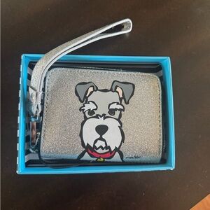 MARC TETRO SILVER SCHNAUZER  “HOLIDAY GLITTER” WRISTLET/WALLET  (SMALL) NEW